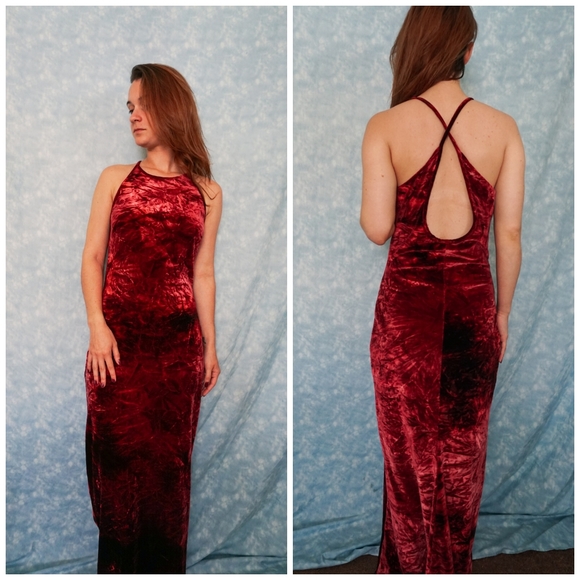 VTG Jessica McClintock Velvet Maxi Dress - Picture 2 of 3